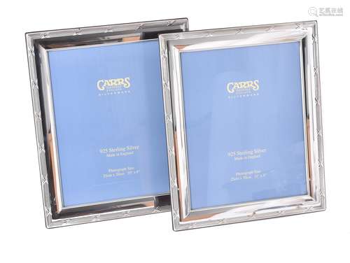 Two modern silver mounted rectangular photo frames by Carr's of Sheffield Ltd.