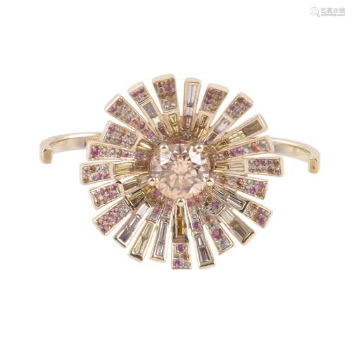 A coloured diamond, diamond and gem set dress ring by Bochic, New York