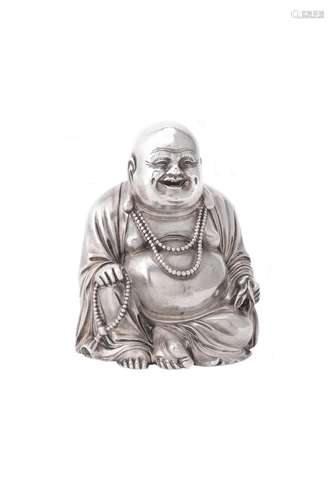 An Italian silver coloured over resin figure of Budai (Hotei)