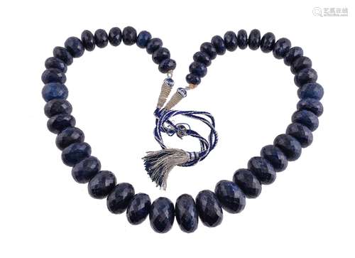 A facetted sapphire bead necklace