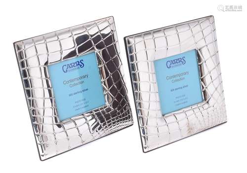 Two silver mounted square photo frames by Carr's of Sheffield Ltd.