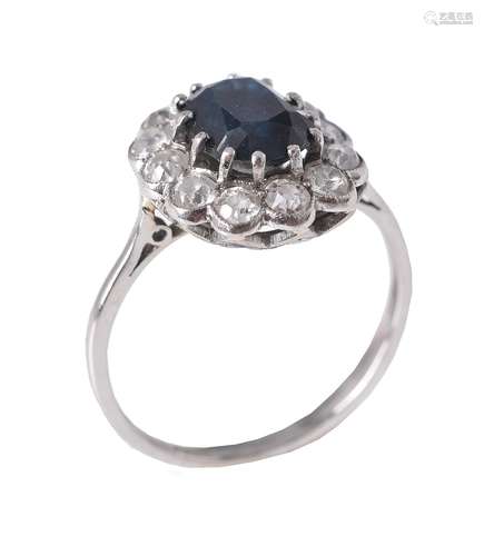 A sapphire and diamond cluster ring