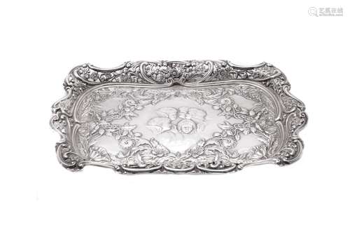 An Art Nouveau silver rectangular dressing table tray by Barker Brothers