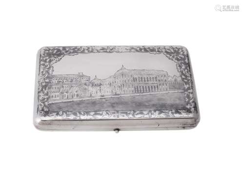 A Russian silver and niello cigarette case