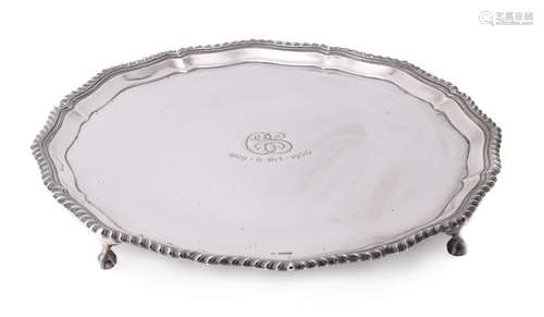 A silver shaped circular salver by Mappin & Webb