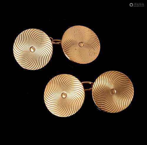 A pair of French gold coloured double sided cufflinks by Mellerio