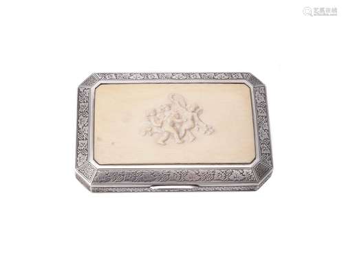 An Austrian silver and ivory canted-rectangular box