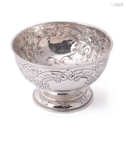 An Edwardian silver pedestal rose bowl by James Deakin & Sons