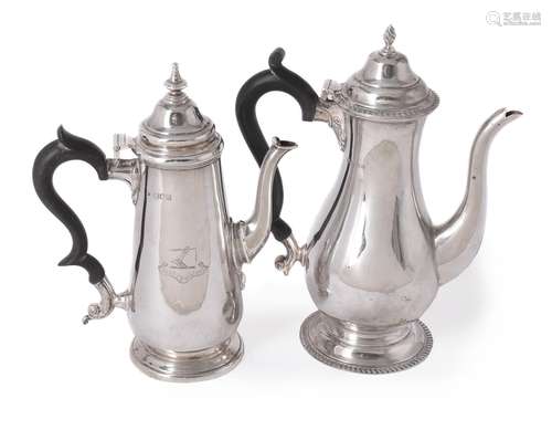 A silver baluster coffee pot by S. Blanckensee & Son Ltd.