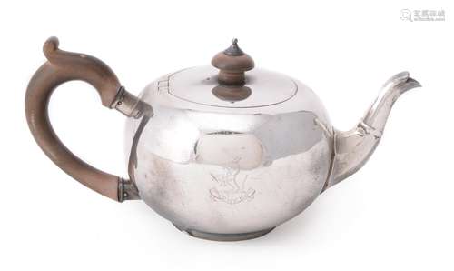 A Britannia standard silver bullet shaped tea pot by C. F. Hancock & Co.