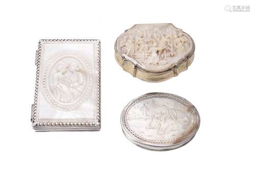 Three various silver and mother of pearl mounted boxes