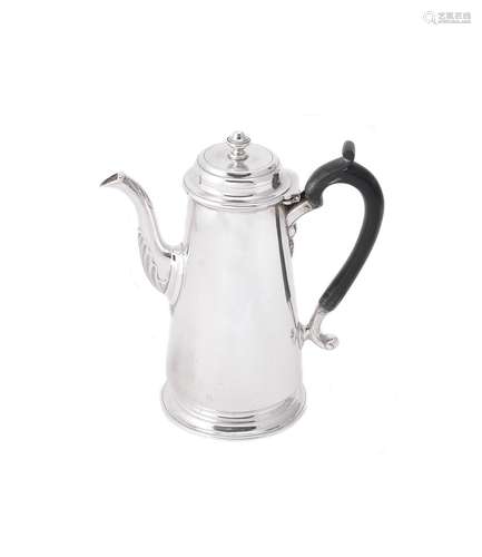 A silver straight-tapered coffee pot in George II style by Harrison Brothers & Howson