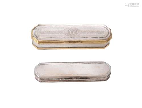 Two George III mother of pearl canted-rectangular toothpick boxes