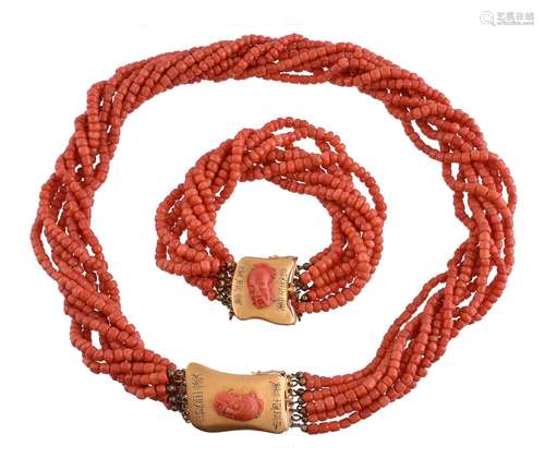 A multi strand coral necklace