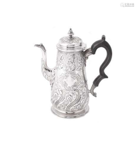 A George II silver coffee pot by Edward Vincent