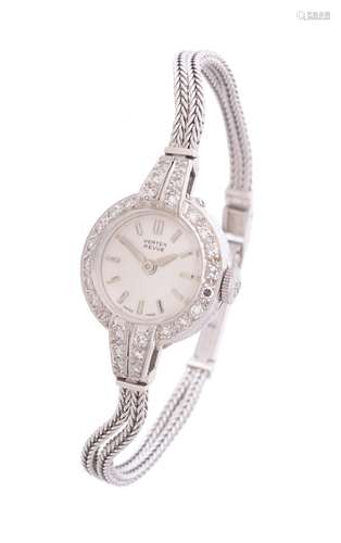 Vertex, Lady's precious white metal and diamond cocktail watch