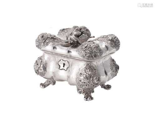 An Austrian silver shaped rectangular sugar box by Georg Friedrich Triesch