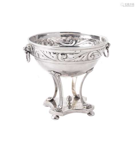 A Danish silver pedestal bowl on four supports