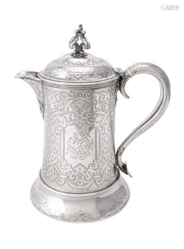 A Victorian silver almost cylindrical beer jug by Robert Hennell III