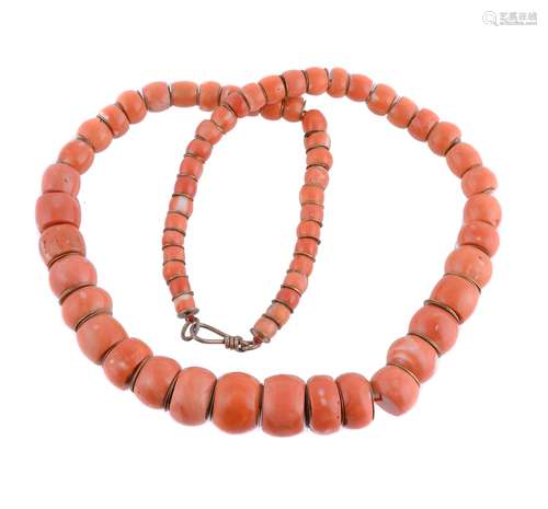 A single strand of natural coral beads