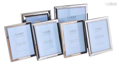 Six electro-plated photo frames by Carr's of Sheffield Ltd.