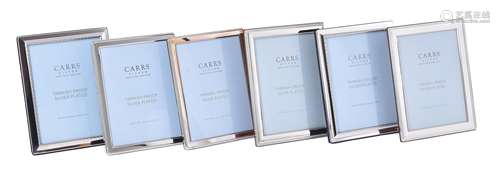 Six electro-plated photo frames by Carr's of Sheffield Ltd.