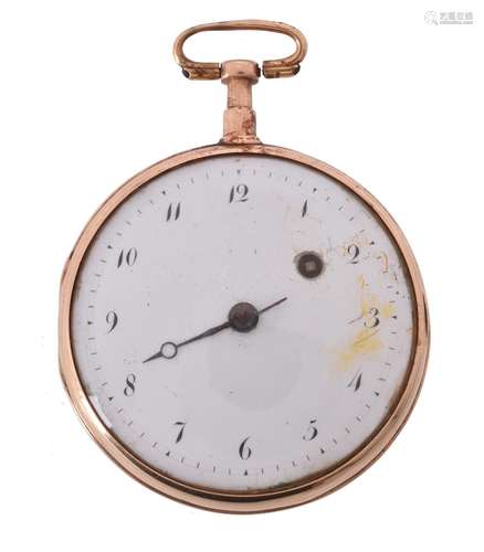 Unsigned, Gold coloured open face pocket watch