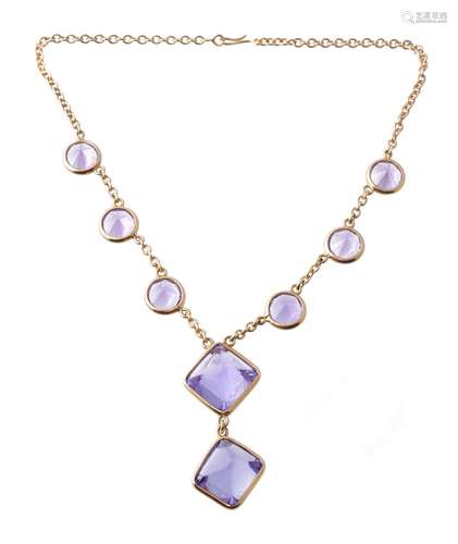 A synthetic colour change sapphire necklace