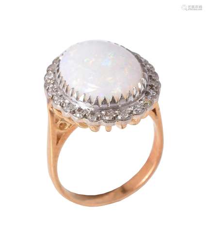 An opal and diamond ring