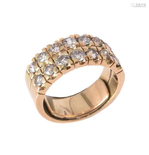 A diamond two row ring