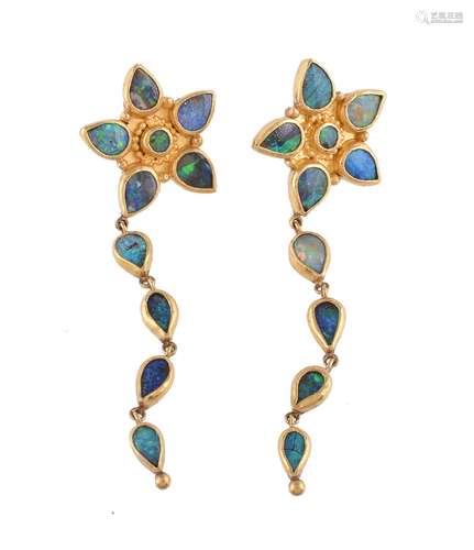 A pair of opal doublet earrings by Natalia Josca