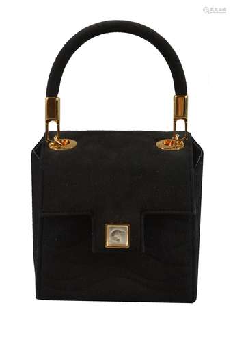 Lalique, Ondine, a black suede handbag