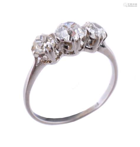 A diamond three stone ring