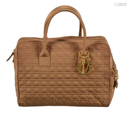 Christian Dior, Boston, a brown quilted Cannage polyester handbag