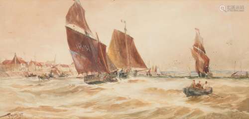 Thomas Bush Hardy (British 1842-1897), French fishing boats off the coast