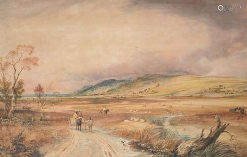 Copley Fielding (British 1787–1855), Figures in a landscape