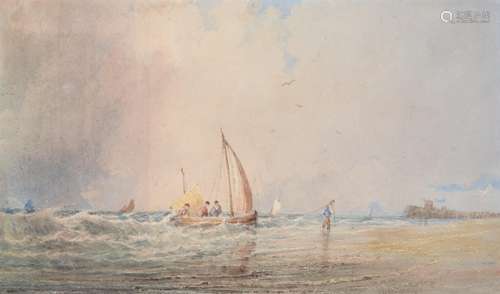 Attributed to Copley Fielding (British 1787-1855) , Hauling in the fishing boats