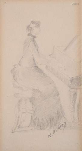 Nikiforos (Nicéphore) Lytras (Greek 1832-1904), Lady playing the piano