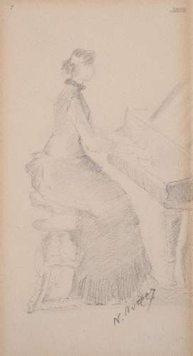 Nikiforos (Nicéphore) Lytras (Greek 1832-1904), Lady playing the piano