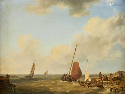 Attributed to Johannes Hermanus Koekkoek (Dutch 1778-1851), Shipping off a coast