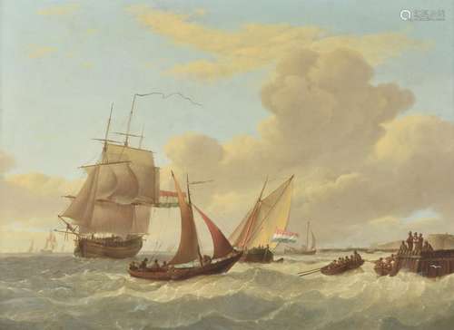 Johannes Hermanus Koekkoek (Dutch 1778-1851) , Shipping off the coast