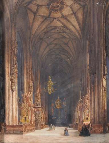 Franz Alt (Austrian 1821-1914) , Church interior