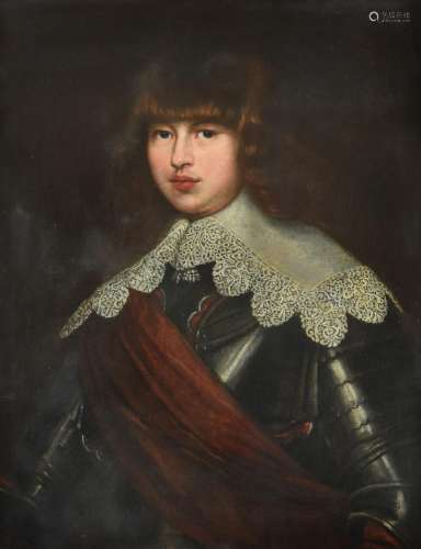 After Justus Sustermans , Portrait of Prince Waldemar Christian of Denmark in armour