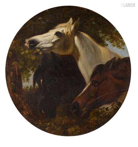 Follower of John Frederick Herring Senior (British 1795-1865), Study of three horse heads