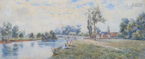 Claude Rowbotham (British 1864-1949), Figures picnicking beside a river