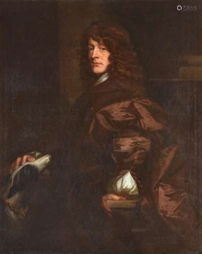 Attributed to John Greenhill (British 1642-1676), Portrait of a man with his dog