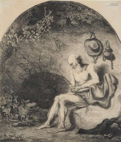Ferdinand Bol (Dutch 1616-1680)St. Jerome in the cave (Bartsch 3)