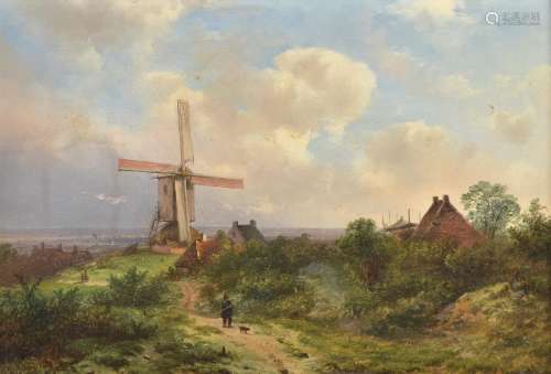 Pieter Lodewijk Francisco Kluyver (Dutch 1816-1900), Landscape with windmill