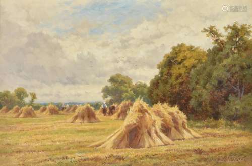 Henry H. Parker (British 1858-1930) , Harvesting, Culham, Berkshire