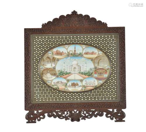 An good Indian Framed Miniature on Ivory Depicting the Taj Mahal